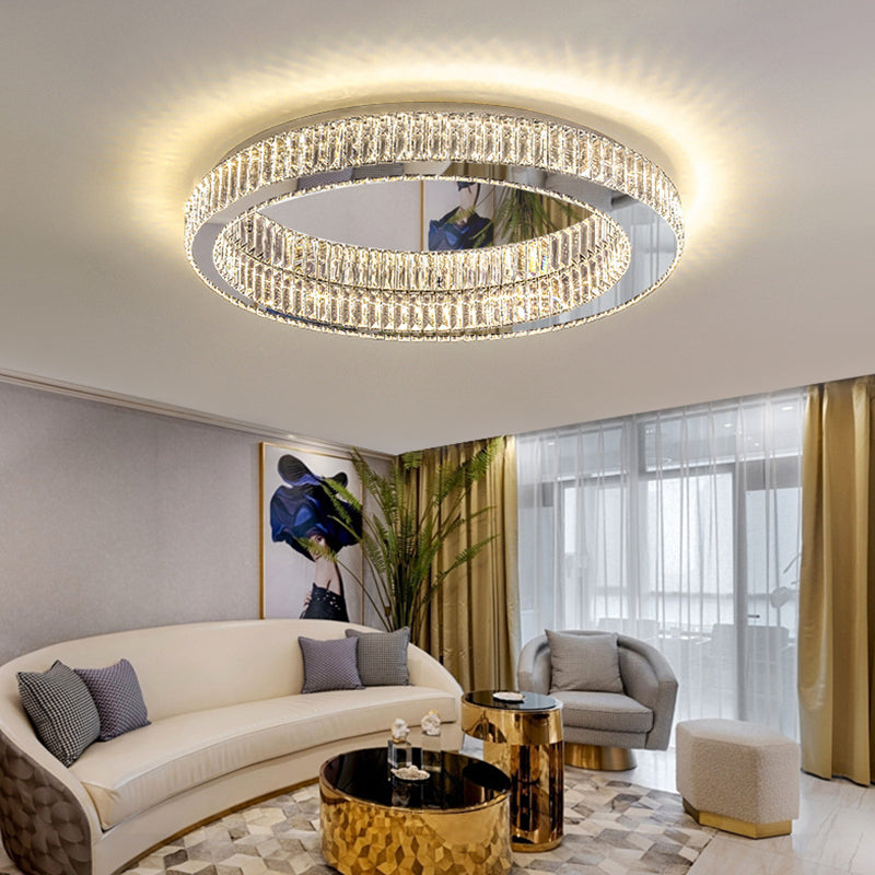 Modern Led Crystal Flush Mount Ceiling Lamp For Bedroom