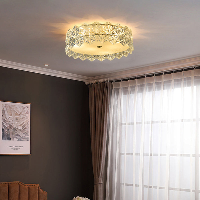 Modern Gold Geometric Crystal Flushmount Ceiling Lamp - Bedroom Lighting