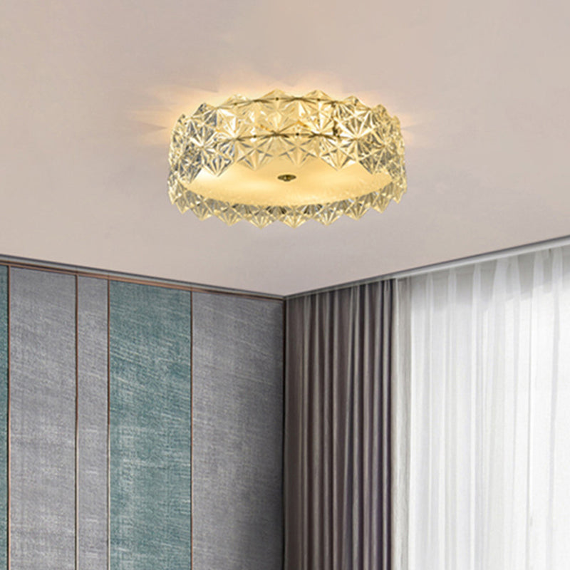 Modern Gold Geometric Crystal Flushmount Ceiling Lamp - Bedroom Lighting