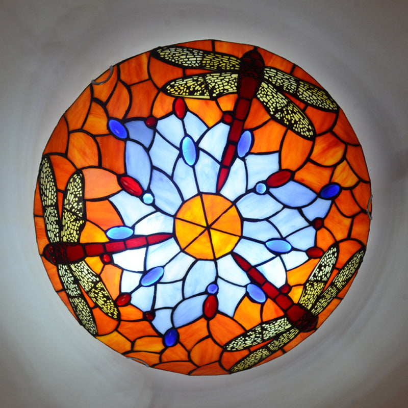 Tiffany Stained Glass Ceiling Light For Rustic Décor In Living Room/Stairway Orange / 12
