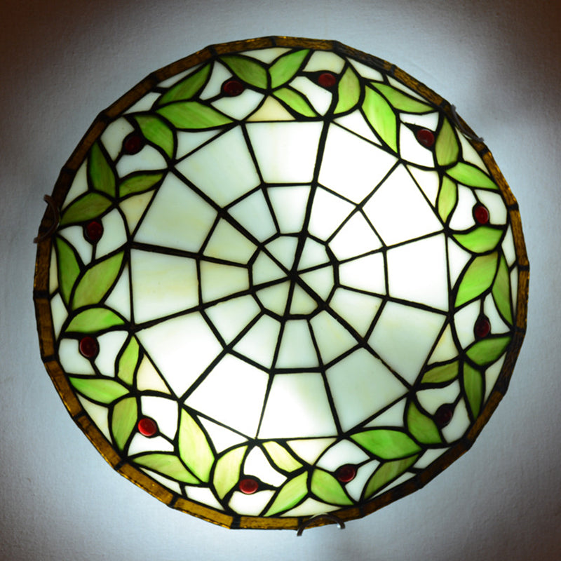 Tiffany Stained Glass Ceiling Light For Rustic Décor In Living Room/Stairway Green / 12