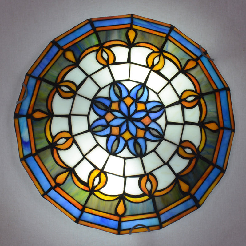 Tiffany Stained Glass Ceiling Light For Rustic Décor In Living Room/Stairway Blue / 12