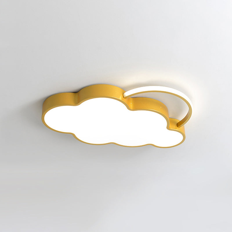 Cloud-Shaped Nordic Led Flush Mount For Kids Bedroom Yellow / Third Gear