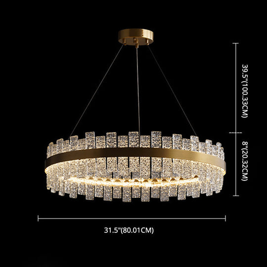 Gold Metal Crystal Led Pendant Chandelier - Stunning Art Deco Lighting For Living Room