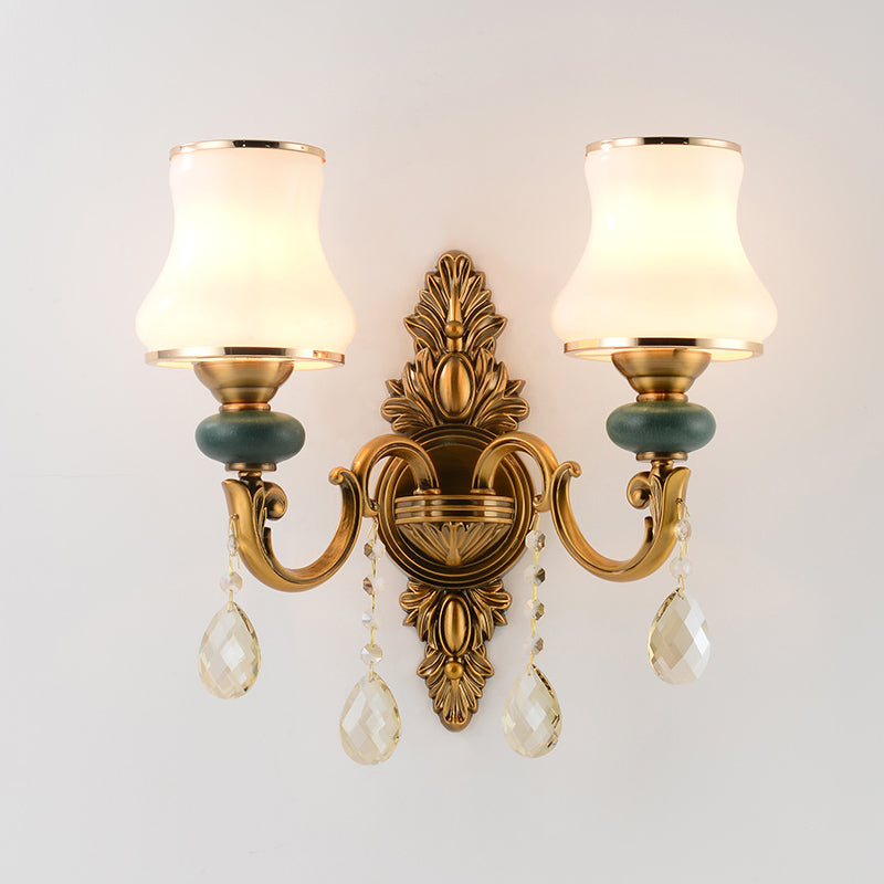 Nordic Living Room White Glass Wall Mount Vase Sconce Light Fixture - 1/2 Head Brass Design 2 /