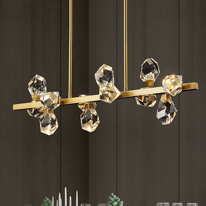 Minimalist Brass Led Gemstone Hanging Light For Dining Room - Crystal Island Lighting
