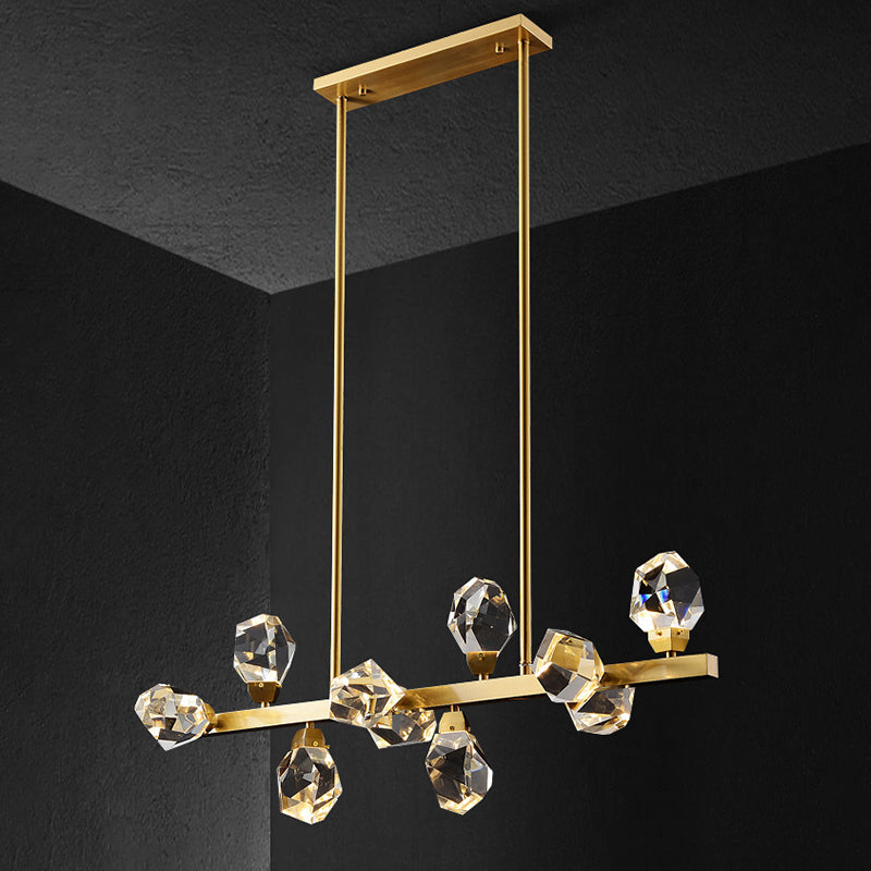 Minimalist Brass Led Gemstone Hanging Light For Dining Room - Crystal Island Lighting 10 /