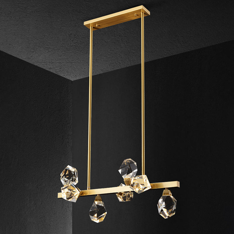 Minimalist Brass Led Gemstone Hanging Light For Dining Room - Crystal Island Lighting 7 /