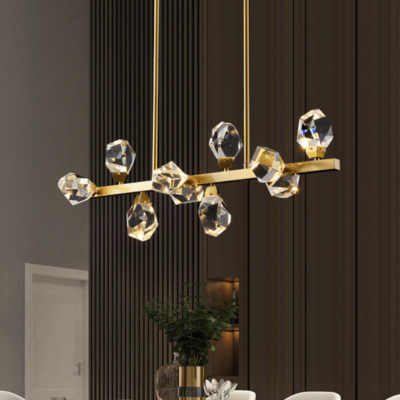 Minimalist Brass Led Gemstone Hanging Light For Dining Room - Crystal Island Lighting