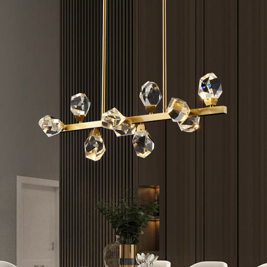 Minimalist Brass Led Gemstone Hanging Light For Dining Room - Crystal Island Lighting