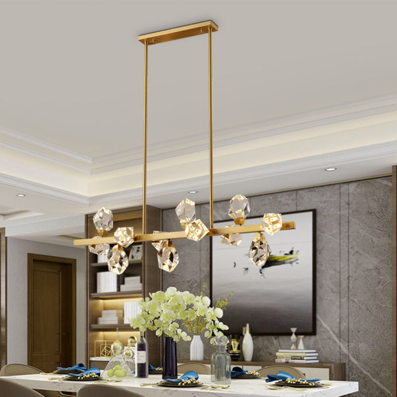 Minimalist Brass Led Gemstone Hanging Light For Dining Room - Crystal Island Lighting 12 /