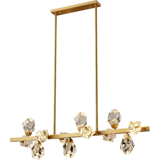 Minimalist Brass Led Gemstone Hanging Light For Dining Room - Crystal Island Lighting