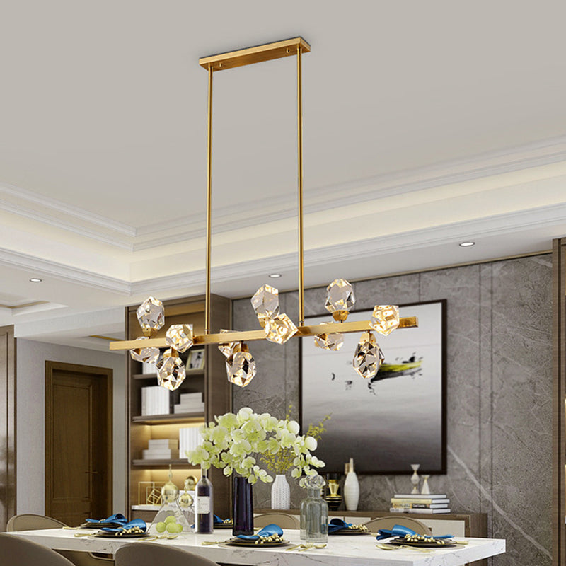 Minimalist Brass Led Gemstone Hanging Light For Dining Room - Crystal Island Lighting