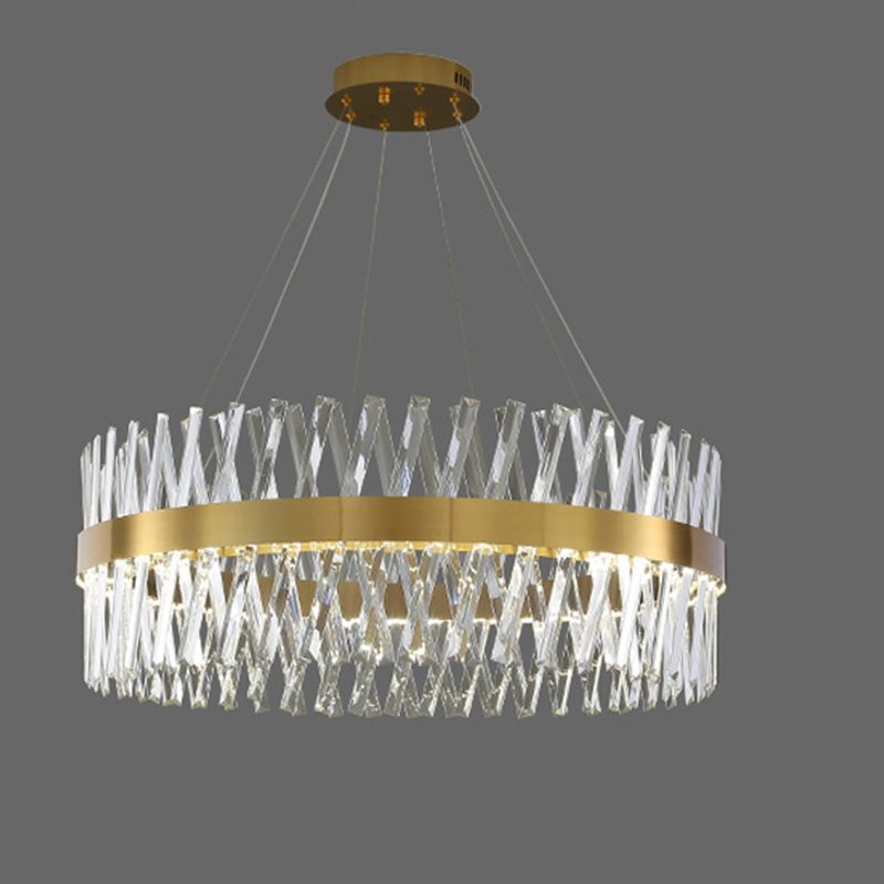Postmodern Geometric K9 Crystal Pendant Light In Gold For Bedroom Or Island With Led / 39 Round