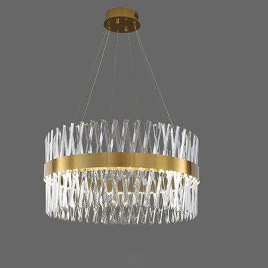Postmodern Geometric K9 Crystal Pendant Light In Gold For Bedroom Or Island With Led / 18 Round