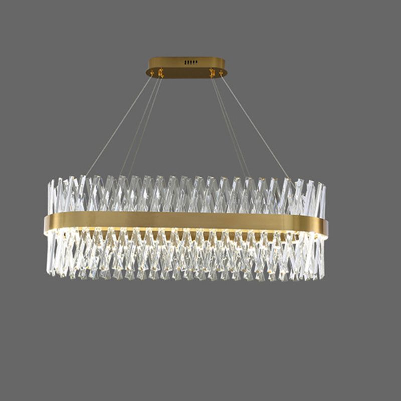 Postmodern Geometric K9 Crystal Pendant Light In Gold For Bedroom Or Island With Led / 23.5 Oval