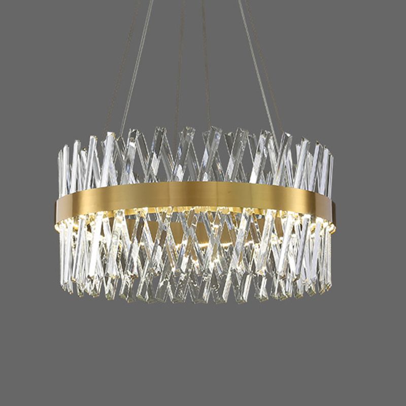 Postmodern Geometric K9 Crystal Pendant Light In Gold For Bedroom Or Island With Led / 23.5 Round