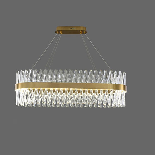 Postmodern Geometric K9 Crystal Pendant Light In Gold For Bedroom Or Island With Led / 31.5 Oval