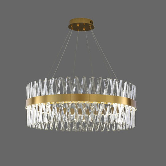 Postmodern Geometric K9 Crystal Pendant Light In Gold For Bedroom Or Island With Led / 31.5 Round