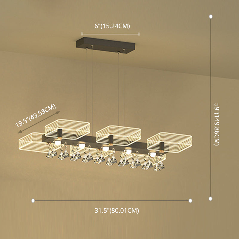 Modern Black Squares Island Suspension Light For Acrylic Dining Room Fixture