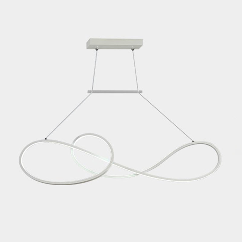 Led Strip Island Pendant Light - Minimalist Metal Dining Room Lighting Fixture White /