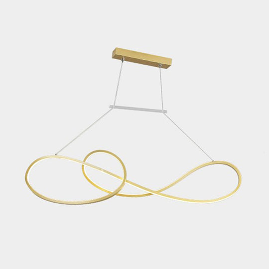 Led Strip Island Pendant Light - Minimalist Metal Dining Room Lighting Fixture Gold / White