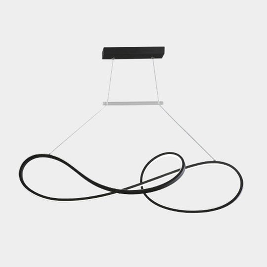 Led Strip Island Pendant Light - Minimalist Metal Dining Room Lighting Fixture Black / White