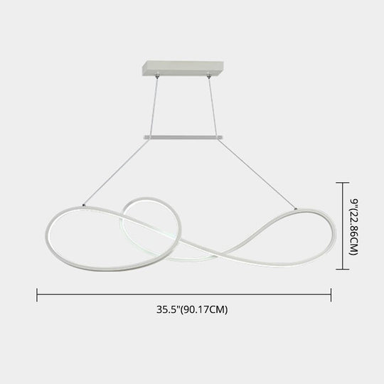 Led Strip Island Pendant Light - Minimalist Metal Dining Room Lighting Fixture