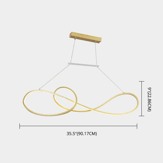 Led Strip Island Pendant Light - Minimalist Metal Dining Room Lighting Fixture