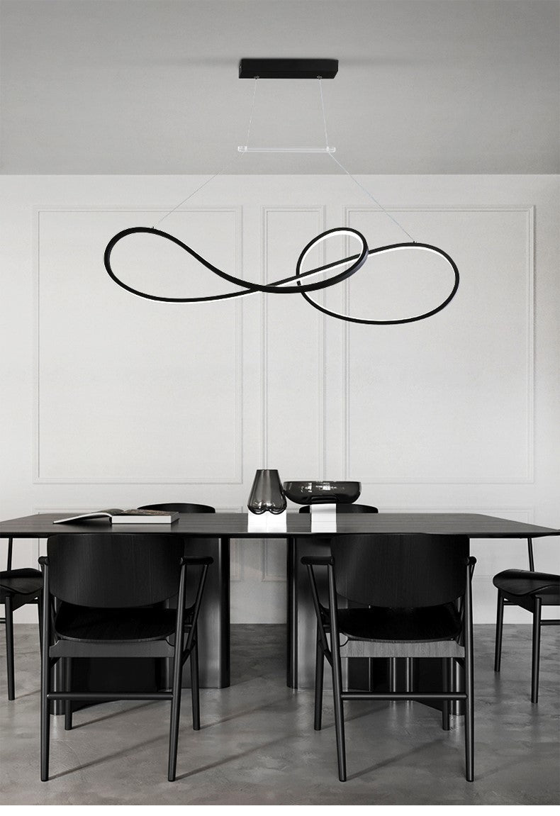Led Strip Island Pendant Light - Minimalist Metal Dining Room Lighting Fixture