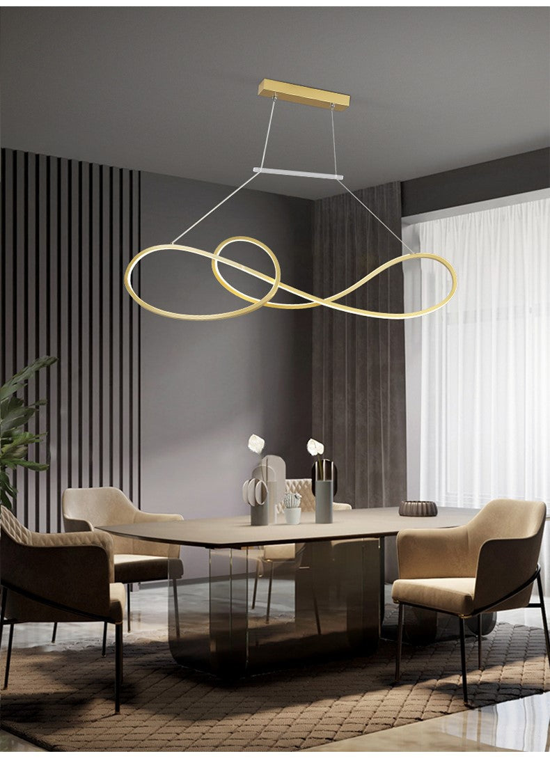 Led Strip Island Pendant Light - Minimalist Metal Dining Room Lighting Fixture
