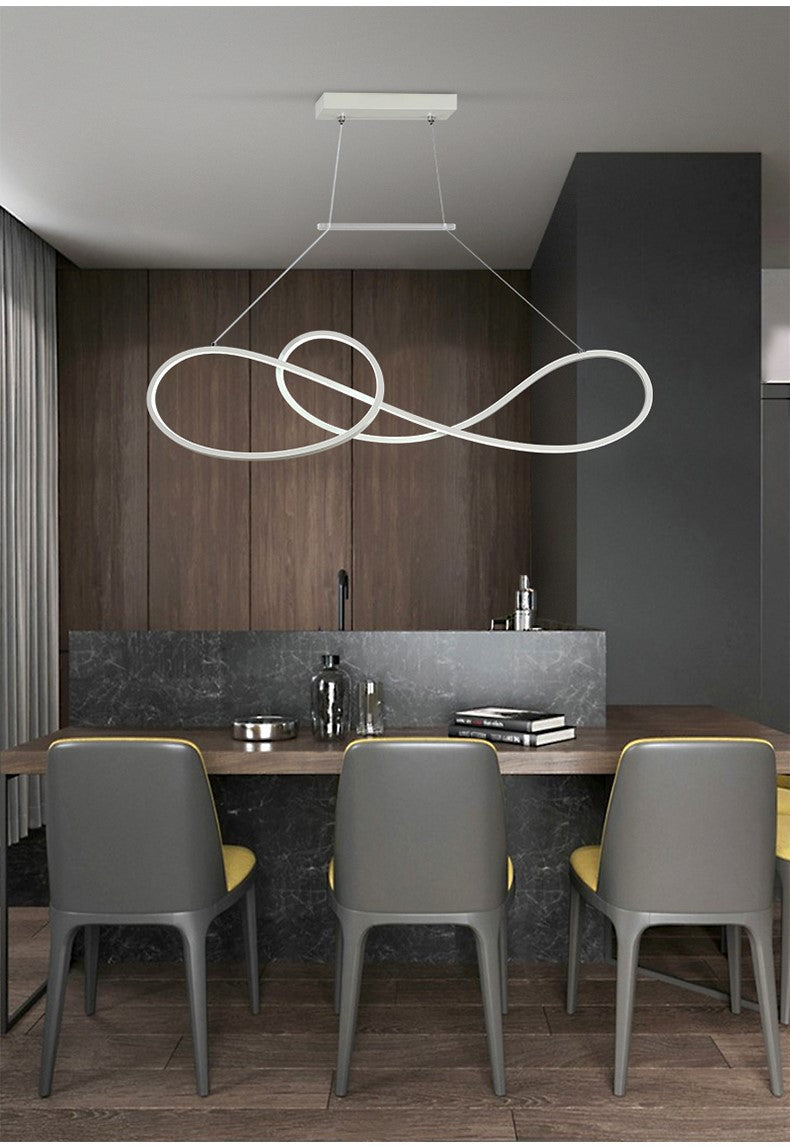 Led Strip Island Pendant Light - Minimalist Metal Dining Room Lighting Fixture