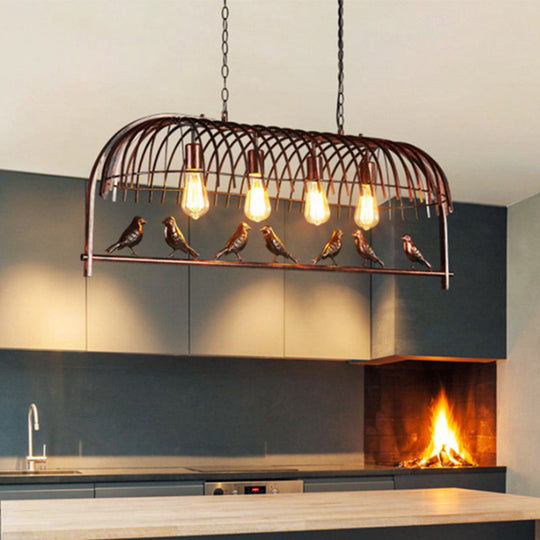 Farmhouse Metal Hanging Birdcage Pendant Light For Dining Room Ceiling And Island