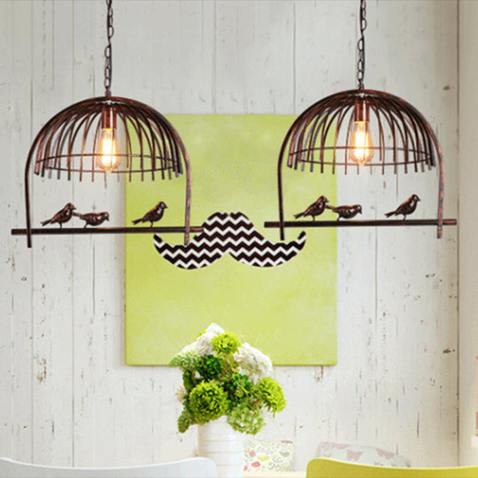 Farmhouse Metal Hanging Birdcage Pendant Light For Dining Room Ceiling And Island 1 / Rust