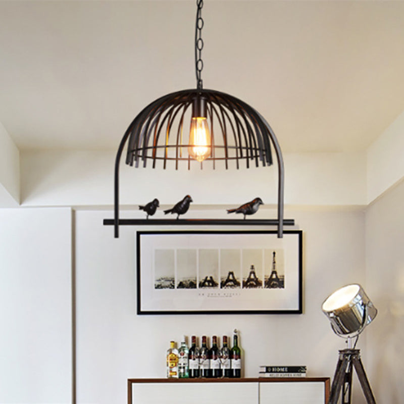 Farmhouse Metal Hanging Birdcage Pendant Light For Dining Room Ceiling And Island 1 / Black