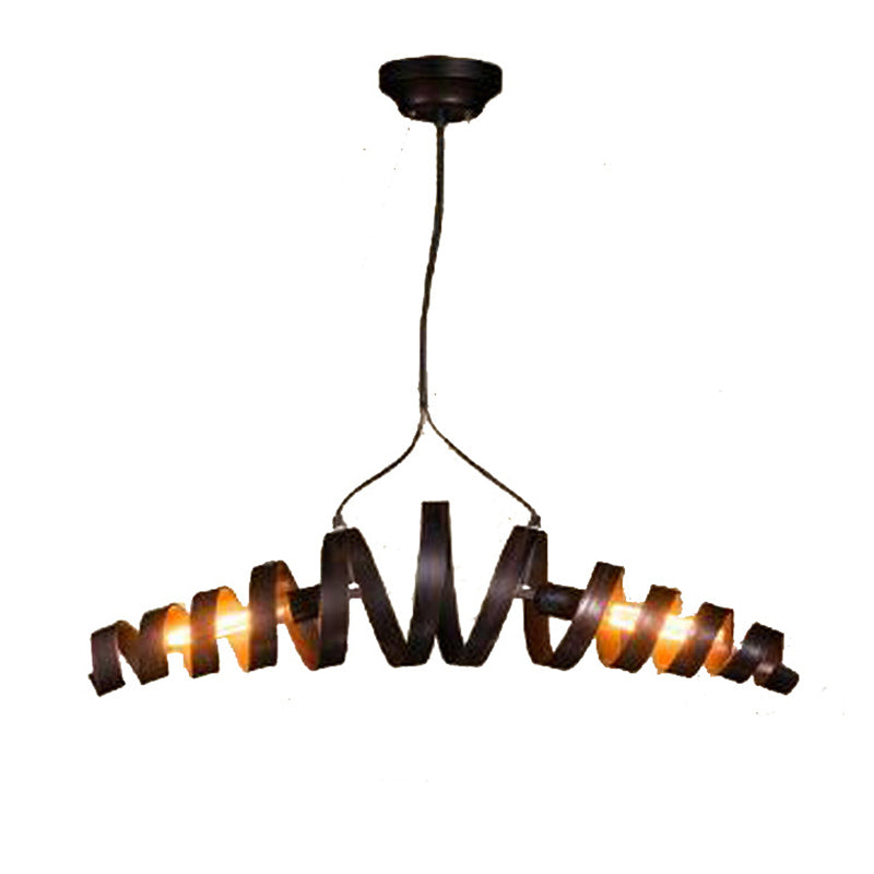 Industrial Style 2-Head Spiral Metal Pendant Lamp For Cafe And Bar Lighting In Rust