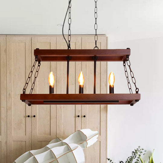 Vintage Trapezoid Wood Pendant Light - 3/5 Lights Brown Ideal For Dining Room Island 3 /
