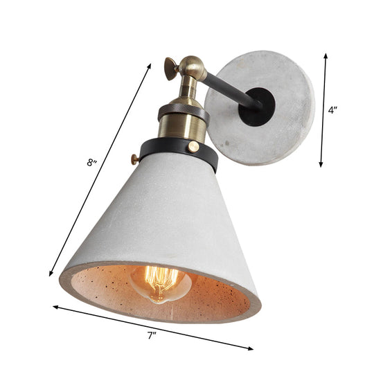 Industrial Grey Wall Mounted Light - Adjustable Cone/Cylinder/Bowl Bedroom Sconce