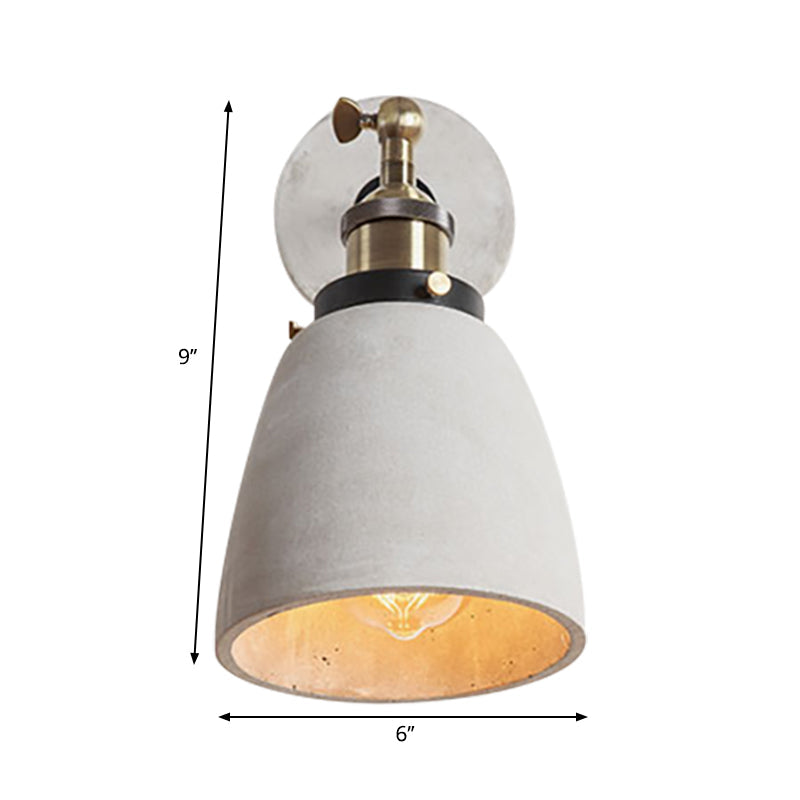 Industrial Grey Wall Mounted Light - Adjustable Cone/Cylinder/Bowl Bedroom Sconce
