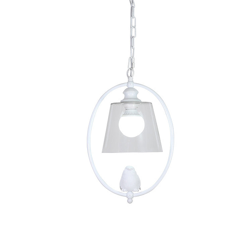 Nordic Metal Oval Pendant Lamp with Clear Glass Shade - Single Head, White/Black