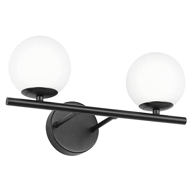 Contemporary Frosted Glass Ball Vanity Lamp With Metal Sconce For Bathrooms Black