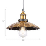 Industrial Style Barn Shade Metal Suspension Light - Adjustable Hanging Ceiling Fixture With Brass
