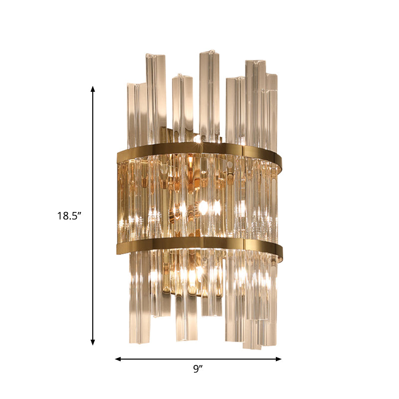 Modern Crystal Prism Sconce Lighting - 3 Lights Chrome/Gold Finish Living Room Wall Mounted Lamp