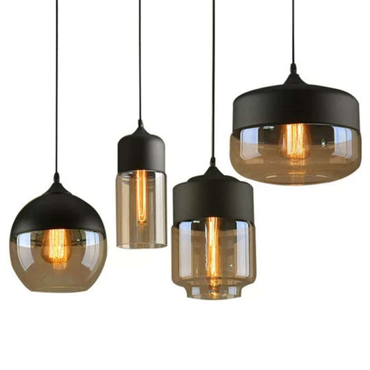 1 Light Pendant Lighting Retro Industrial Style Glass Pendant Ceiling Lights for Restaurant