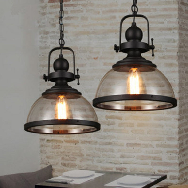 Dome Ceiling Pendant Light: Industrial Glass Hanging Lamp For Coffee Shop