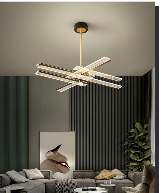 Modern Acrylic Led Chandelier: Rectangular Panel Hanging Light Fixture Black For Living Room