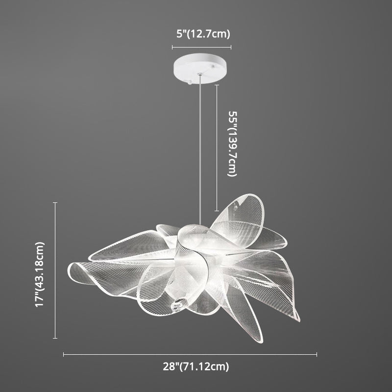 White Tulle-Like Floral Chandelier LED Cafe Light Fixture