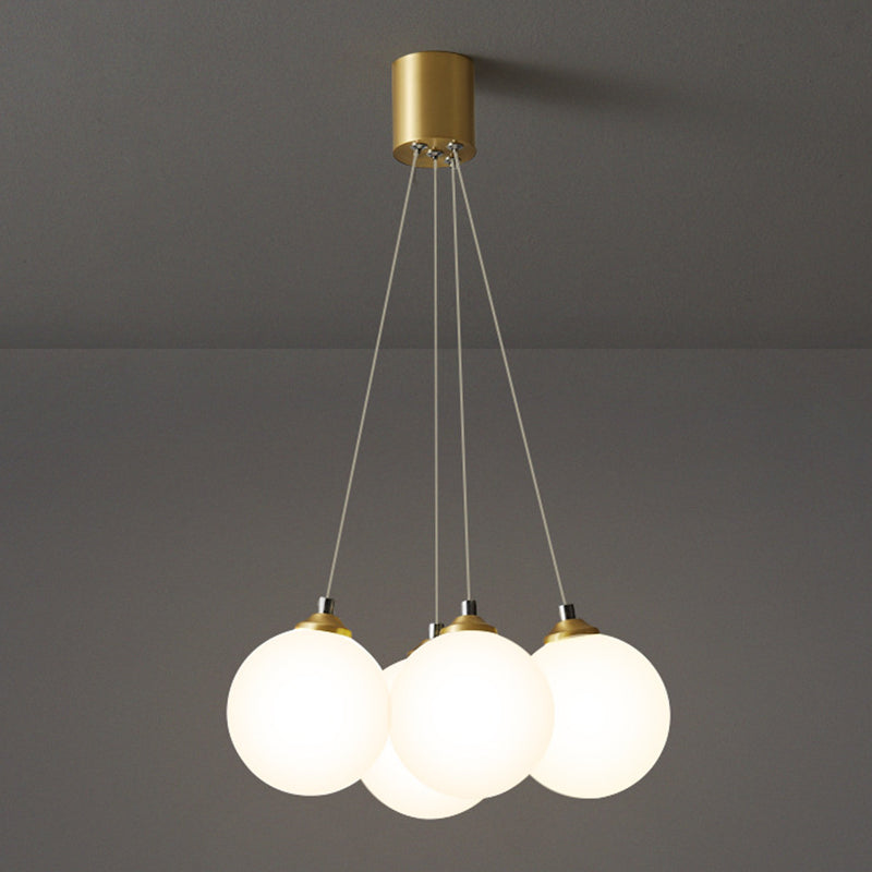 Gold Glass Bedroom Chandelier With Simplicity White Balloon Hanging Pendant Light 4 /