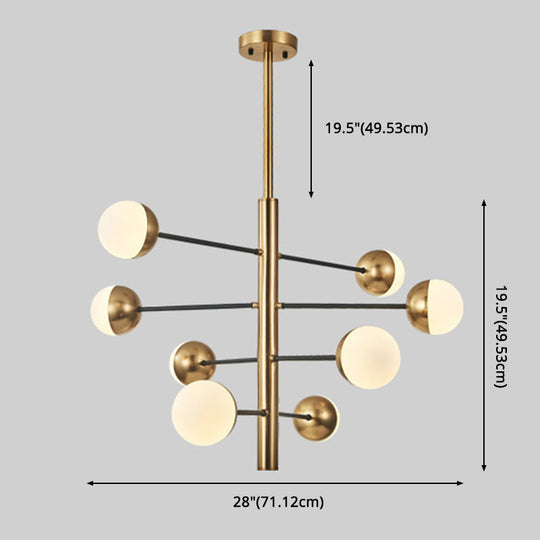 Opal Glass Pendant Chandelier - Elegant Gold Vertical Hanging Light For Dining Room