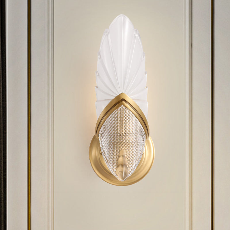 Vintage Style Gold Wall Lamp With Frosted Oval Glass For Bedroom
